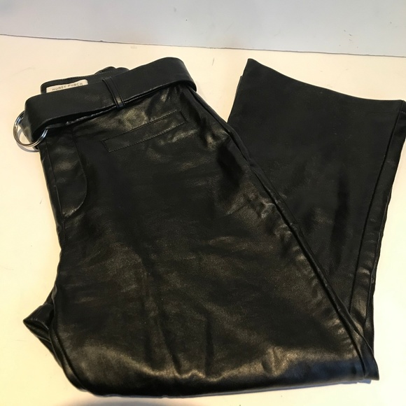 Honey Punch Black Faux Leather Flared Pants - Picture 2 of 4